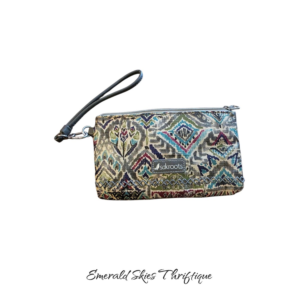 Sakroots wristlet zip wallet clutch artist circle boho free shipping